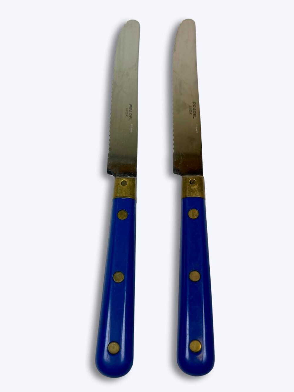 Vtg Pradel Inox France Blue Brass Rivet Bistro Replacement Table Dinner Knife